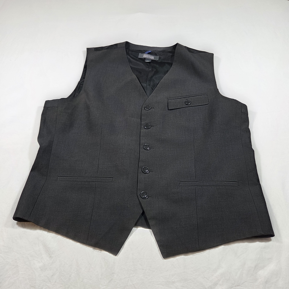 Kenneth Cole Reaction Vest Charcoal Gray Vest Men X Large Button Down Pocket